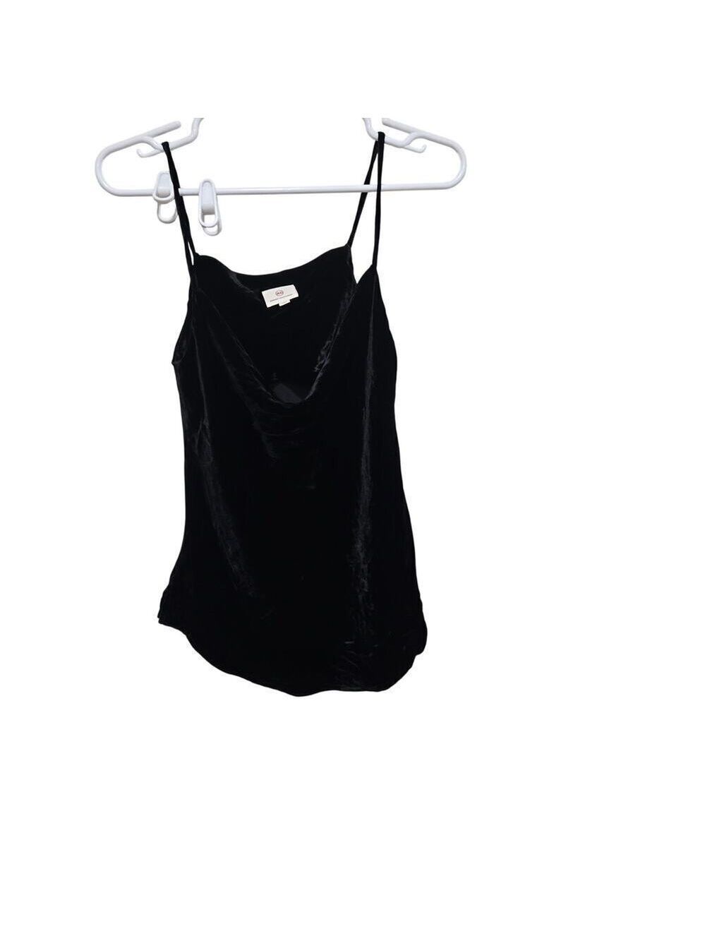 AG Adriano Goldschmied Velvet Cami Small Black Spaghetti Strap